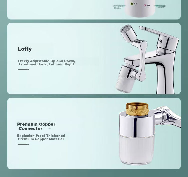 Delr [28 Years Brand] Faucet Extender Bathroom Basin Face Washing Filter Splash-Proof Water Purifier Mechanical Arm Universal Joint 11