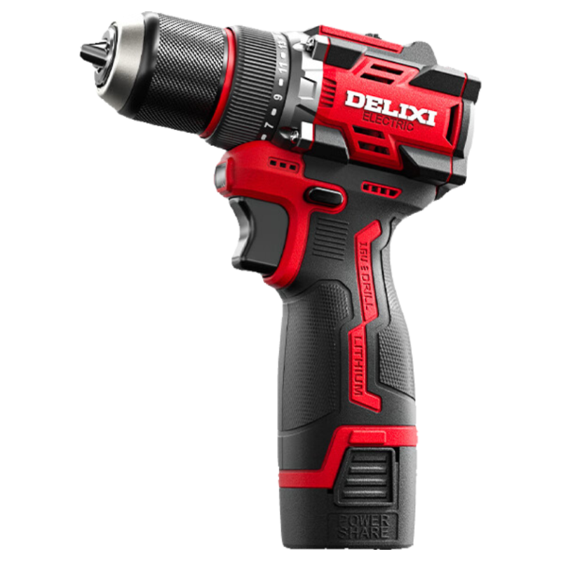 Delixi Electric Brushless Cordless Lithium Drill Rechargeable Household Electric Drill Electric Screwdriver Multifunctional Power Drill 16.8V