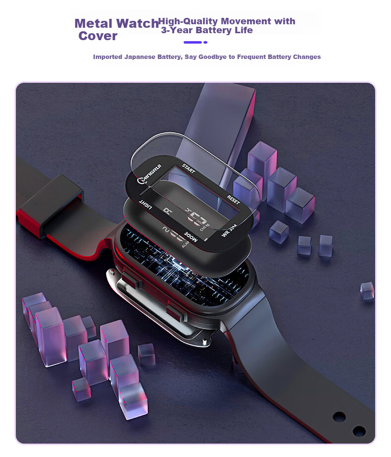 GEORGCOUNT Small Square Electronic Watch Men Youth Sports Smart Bracelet Student High School Girls Multifunction Waterproof 5