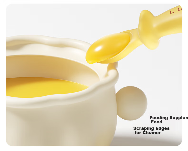 Rushan Baby Self-Feeding Training Spoon Set Toddler Tableware Curved Spoon with Lunch Box 4