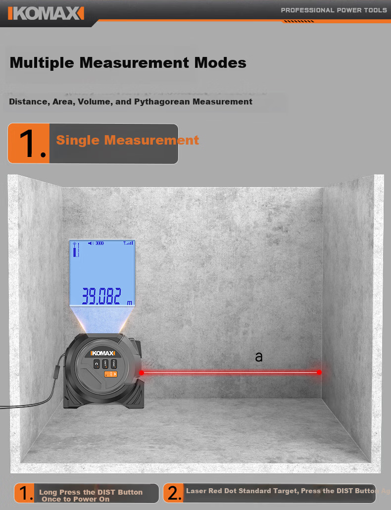 KEMAISI 3-in-1 Laser Distance Measuring Tape Infrared Rangefinder High-Precision Handheld Electronic Ruler Tape Measure for Carpentry 22