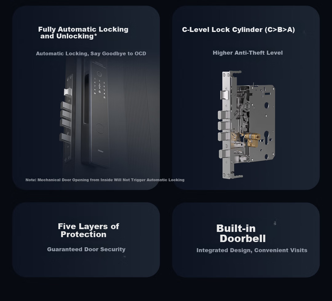 Haier Smart Door Lock P30lite Fully Automatic Fingerprint Password Lock Home Entrance Anti-theft Electronic Lock C-Level Lock 3
