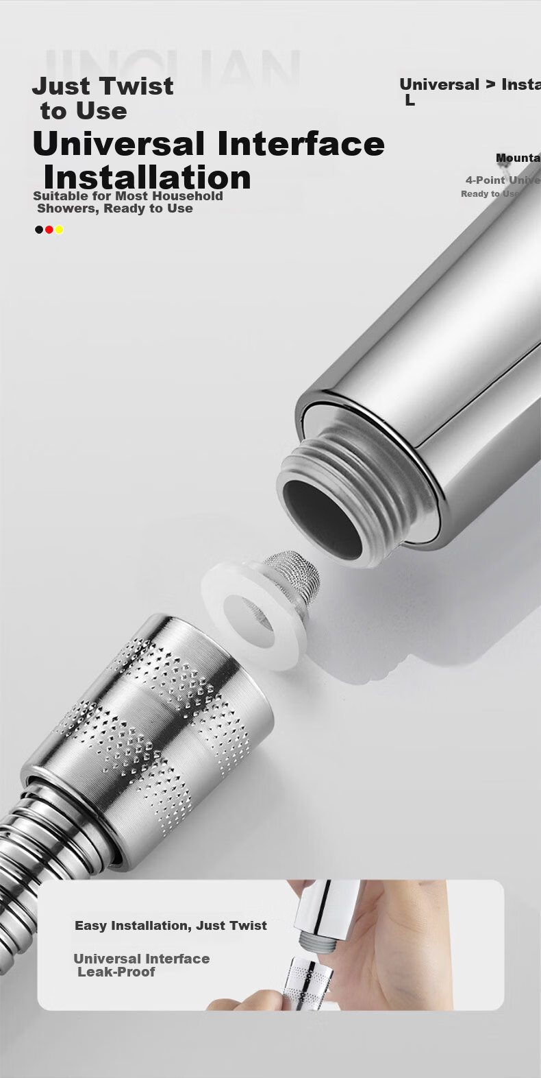 JROR [Germany] Shower Head Set Bathroom High-Pressure 3-Mode Shower Head with Hose 11