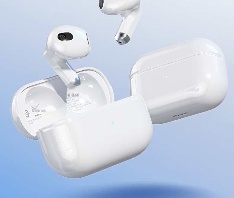 Deli True Wireless Bluetooth Earbuds Semi-In-Ear Earphones Charging Music Sports Gaming Headphones Gift Bluetooth 6.0 Type-C Compatible with Apple Xiaomi Phones White 1