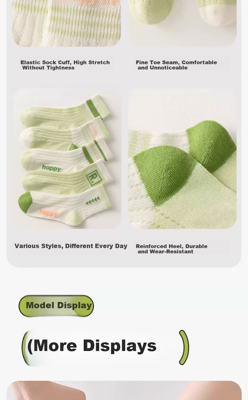 Cotton Full Children's Socks Summer Thin Pure Cotton Antibacterial Boys Mesh Mid-Calf Socks 6 Pairs 13