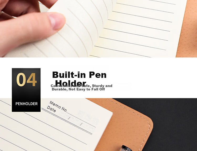 Xutong B5 Refillable Notebook Simple Leather Cover 100 Sheets 200 Pages 9-Hole Magnetic-Free Buckle Card Slot Corporate Office Meeting Record Detachable Refillable Notebook Customizable Logo 8