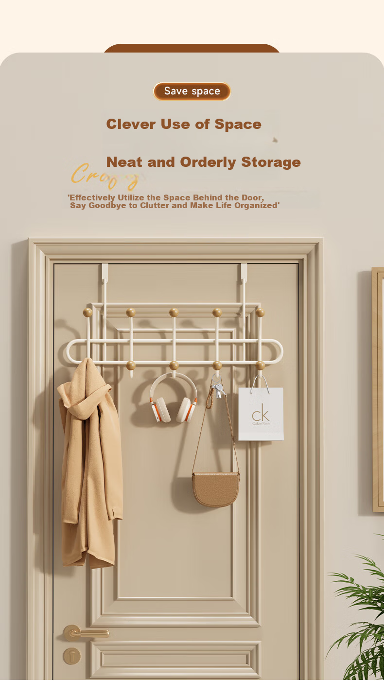 Baicaoyuan Double-Layer Over-the-Door Hook Rack No-Drill Bedroom Door Storage Hanger Bathroom Door Back Hook 2