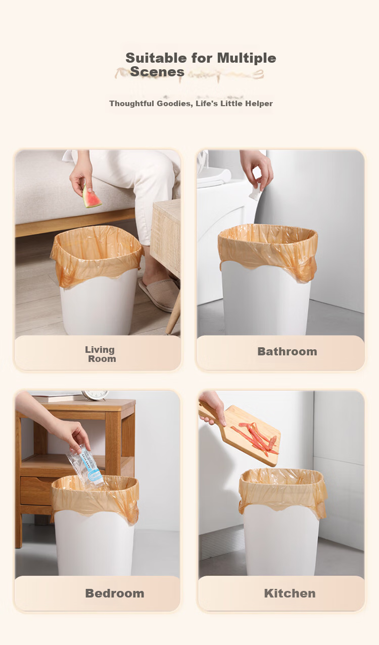Meiliya Caramel Coffee Vest Garbage Bags 55x65cm 100pcs 1.2mil Thickened Large Kitchen Toilet Office Household 12