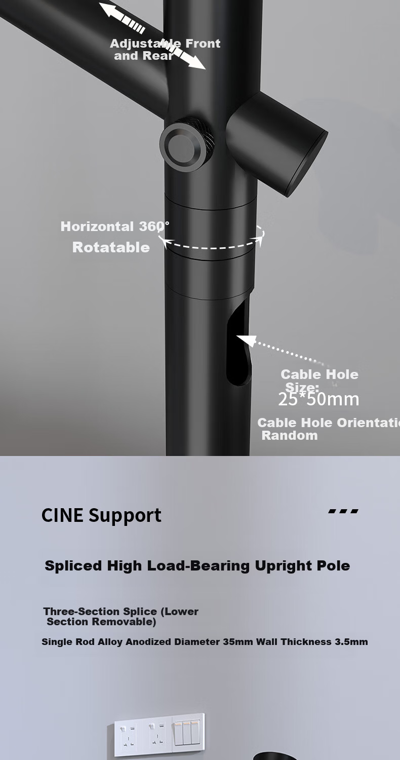CINE Heavy-Duty Floor-Standing Projector Mount for Home, Wall-Mounted for Bedside, Compatible with XGIMI RS20 RS30, Dangbei X7 Pro, JmGO N3 N5, Hisense C3, Big Eye Orange, Hidden Bracket PB29L Black 6