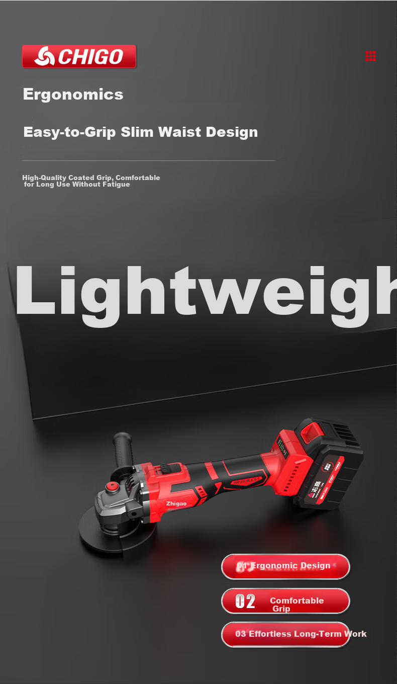CHIGO Brushless Angle Grinder High-Power Cordless Cutting Machine Multifunctional Polishing and Grinding Lithium Battery Polisher 11