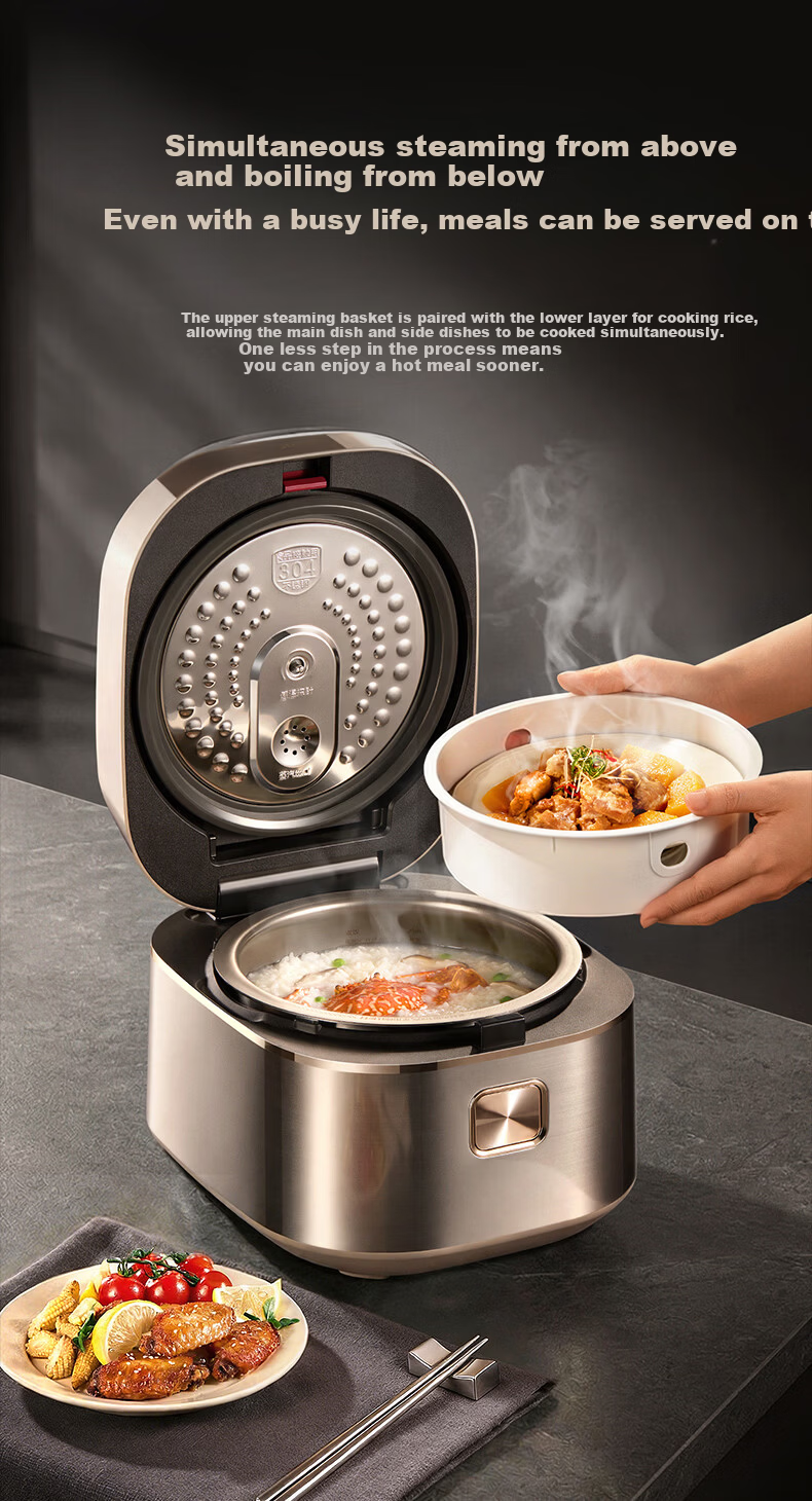 SUPOR Rice Cooker 1-8 People 4L IH Hot Air Integrated Pure Titanium Inner Pot Spherical Pot 0 Coating Non-Stick Low Sugar Household Smart Reservation Multifunction New Model F40Q97S 15