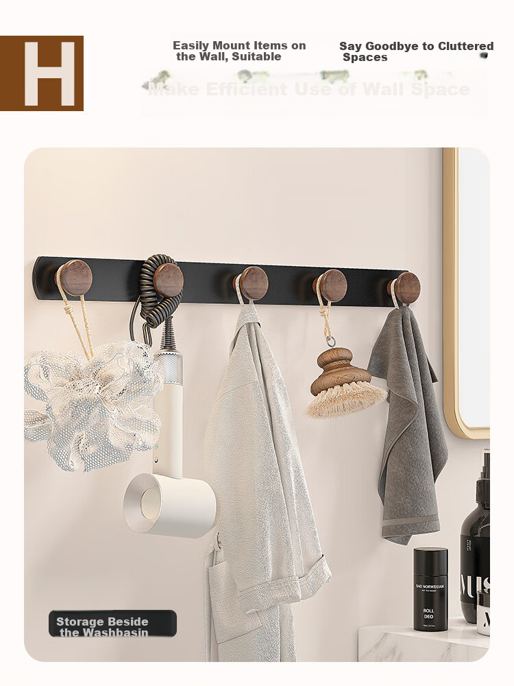 DSRAWMYT No-Drill Wall-Mounted Coat Hook Entryway Door Hat and Clothes Rack Wall Hanging Hook Rack 4