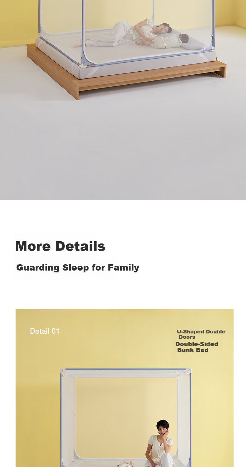 MEDOGA Class A Baby Mosquito Net with Thickened Frame 1.8x2m Home Use Blue [Threaded Three-Way Connector] 18