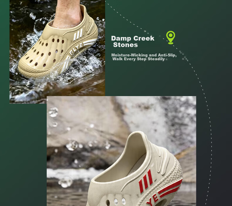 MEXICAN Outdoor Men's Summer EVA Thick Sole Non-Slip Creek Hiking Breathable Clogs Green 42-43 7