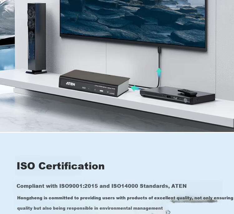 ATEN VS182A HDMI Splitter 1 In 2 Out 4K HD Multi-Screen Display Transmission No Delay 1x2 Industrial Splitter 8