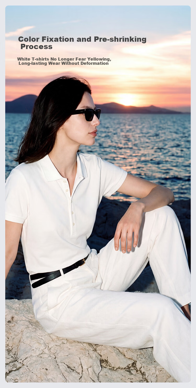 JD Jingzao Women's Polo Collar Short Sleeve T-Shirt 26 Summer New Basic Shirt Elegant High-End White M 3