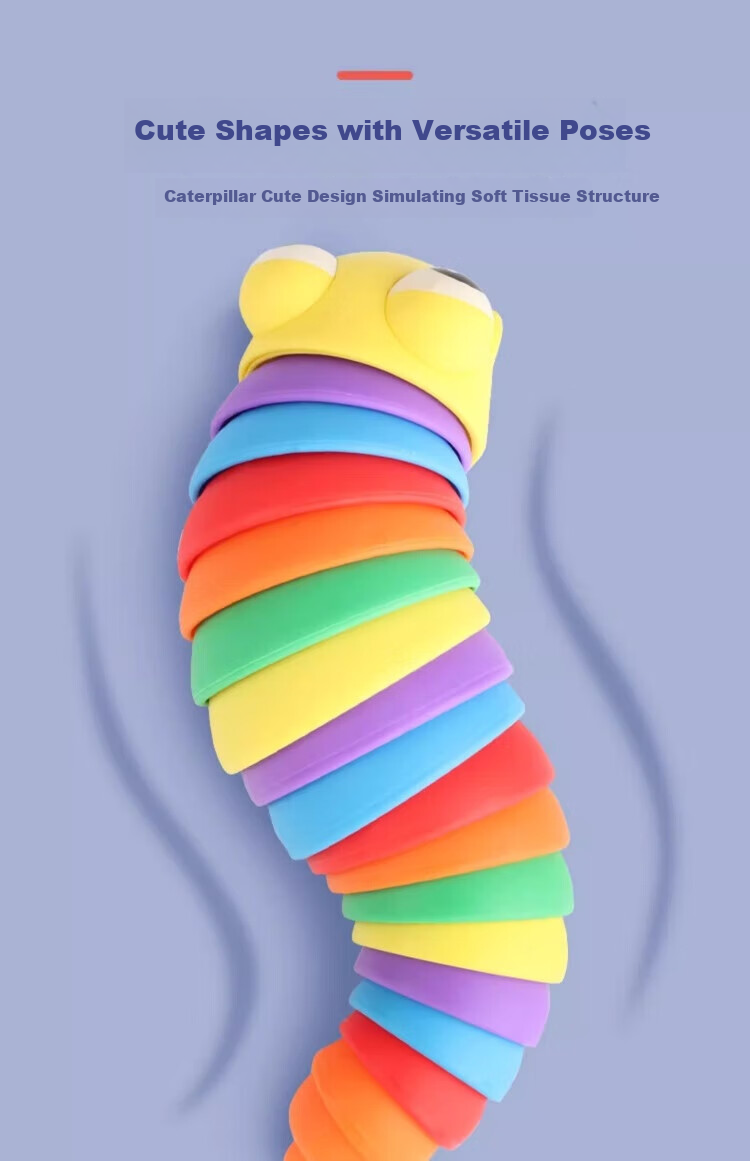 Fun World Colorful Twistable Caterpillar Educational Kids Puzzle Toy Rainbow Caterpillar Stress Relief Gadget 3