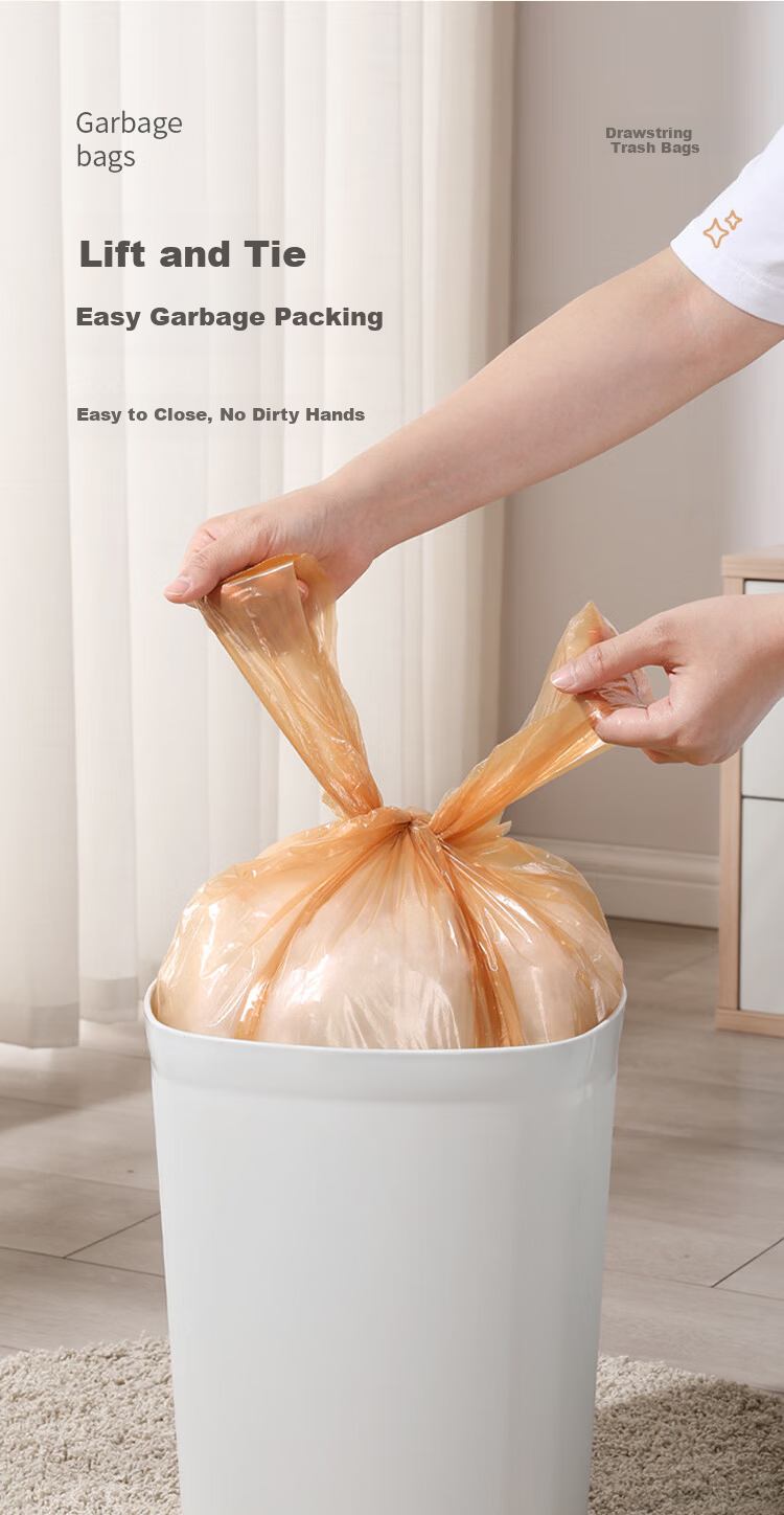 Meiliya Caramel Coffee Vest Garbage Bags 55x65cm 100pcs 1.2mil Thickened Large Kitchen Toilet Office Household 4