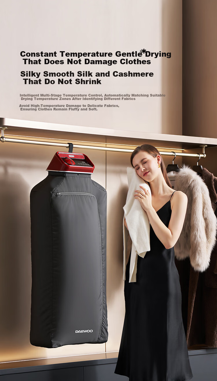 DAEWOO Portable Home Dryer Small Baby Clothes Dryer Steam Deodorizing Sterilizing Mite Removal for Dormitory Travel 5