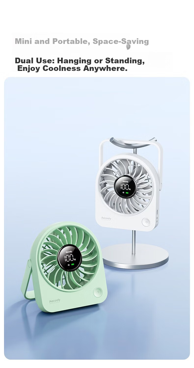 Aecooly Mini Portable USB Rechargeable Quiet Desktop Fan Lightweight Handheld Small Electric Fan for Outdoor Camping Dormitory with 10% Off for Top Streamers 5