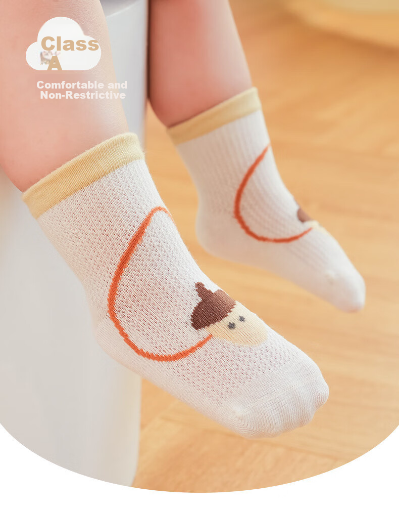 Five Cotton 4-Pair Children's Socks Spring Summer Mesh Thin Baby Socks Cartoon Combed Cotton Boys Girls Socks 1