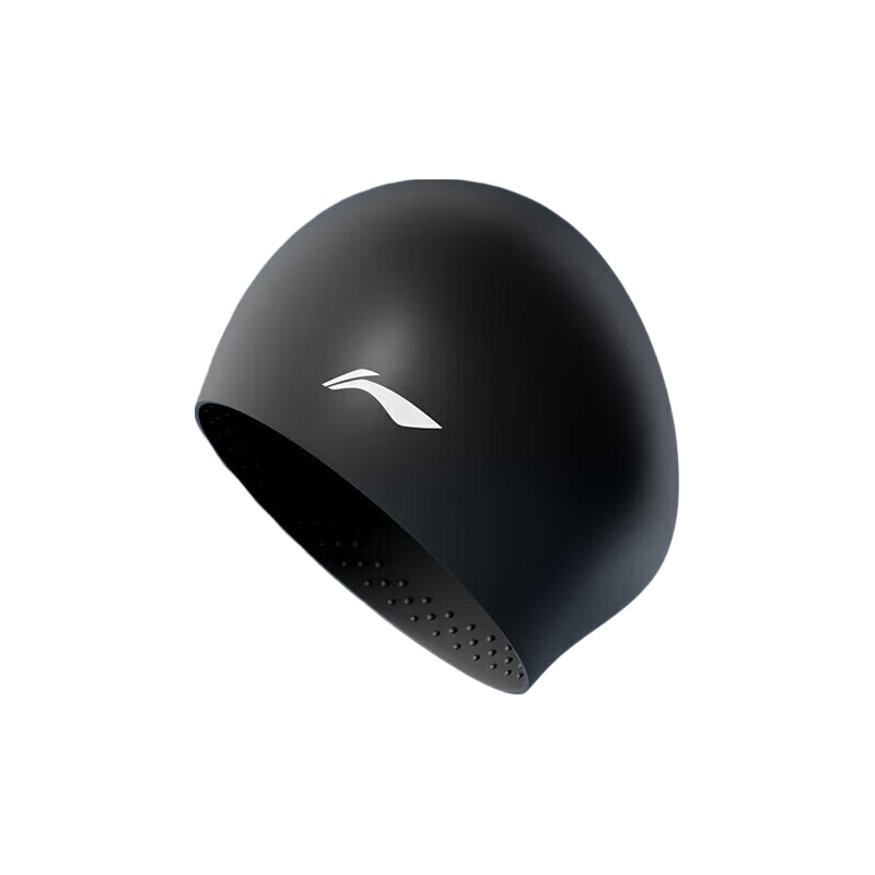 Li-Ning Swimming Cap for Men And Women, Large Size Ear Protection, Long Hair Protection, Non-Constricting, Comfortable, Waterproof Silicone Adult Swim Cap, 4121 Black