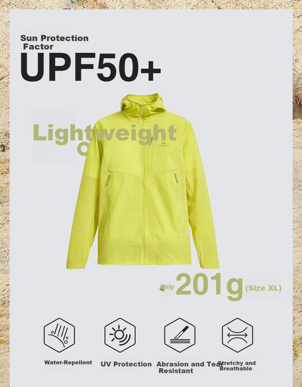 Pioneer Camp Fengdie Pro Men's Summer Outdoor Breathable Water-Repellent UV Protection Hooded Sun Protection Jacket 2