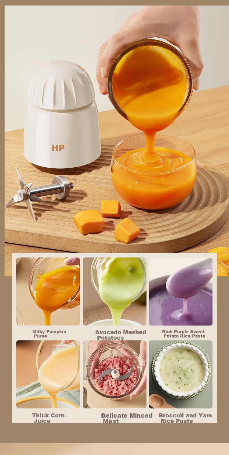 HP Baby Food Processor Multifunctional Electric Small Infant Grinder Meat Mincer Puree Maker Fully Automatic 4