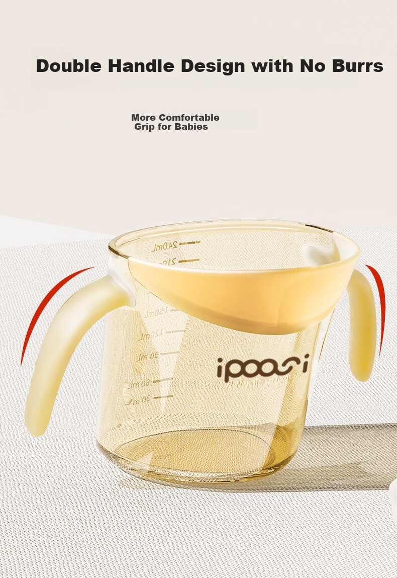 Ipoosi Open-mouth Baby Cup PPSU Sippy Cup for 6+ Months, Durable Toddler Drinking Cup, Anti-fall Children's Water Cup 7