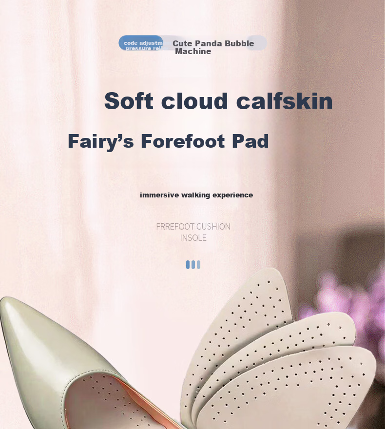 Huabaochi Cowhide Forefoot Insole Half Pad High Heel Leather Shoes Foot Pad Half Size Genuine Leather Half Insoles Women Shock Absorption Anti-Friction 1