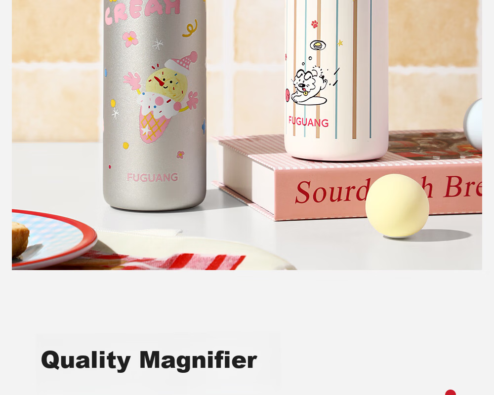 FGA Fugang Children's Day Insulated Bottle 316L Stainless Steel Straw Maternity Water Cup Student Portable Flip Lid Cup Silver Pink 21