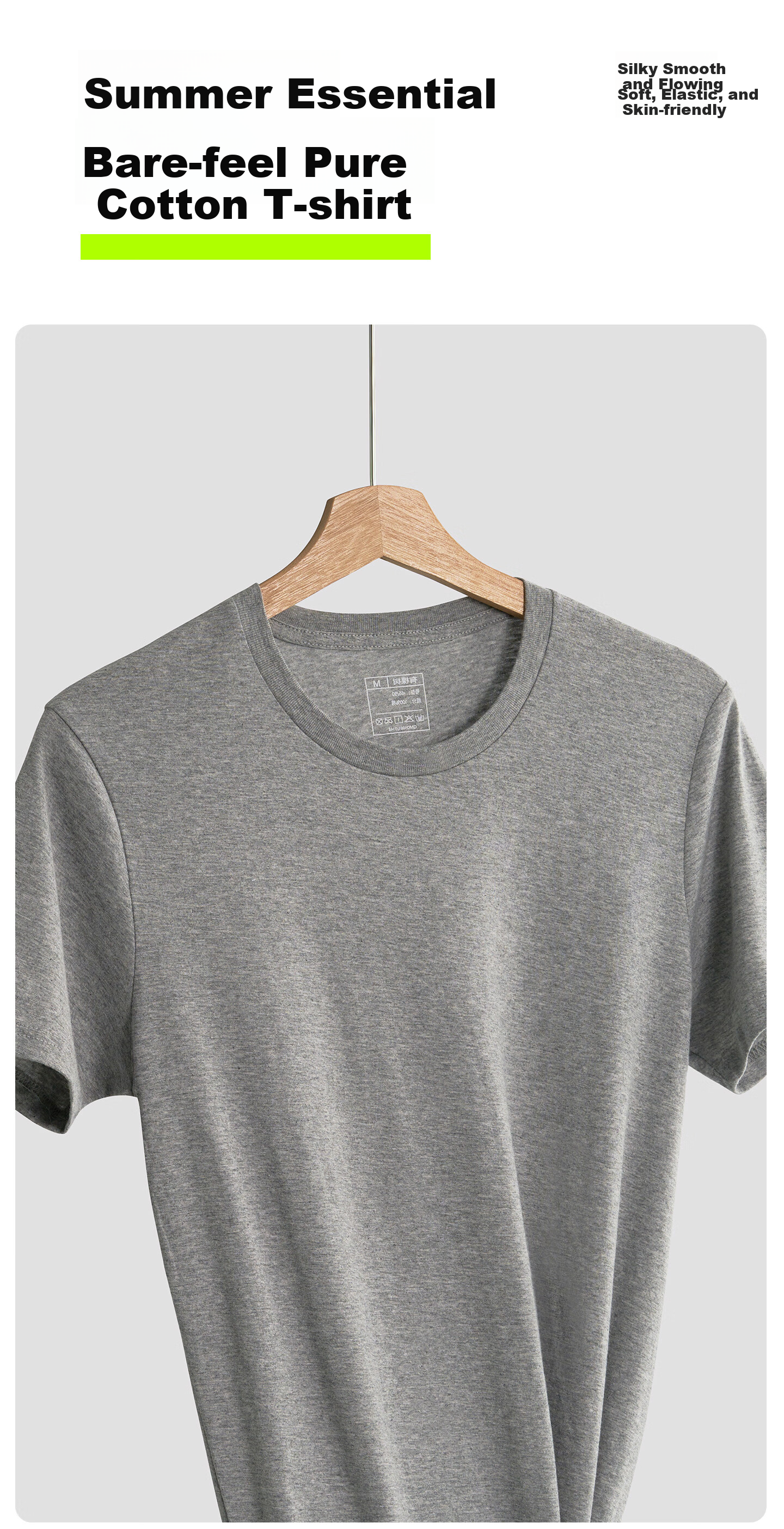 Youkeshu Men's Short Sleeve Summer Pure Cotton Slim Fit Tank Top All Cotton Sweatshirt Sports Fitness Sweat-Absorbing T-Shirt 14