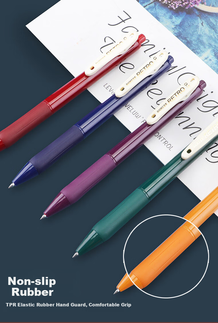 BAOKE 2PC-1969 Multifunction 4-in-1 Gel Pen 0.5mm Black Red Blue Green Teacher Student Marker Retractable Signature Pen 2pcs/Box 4