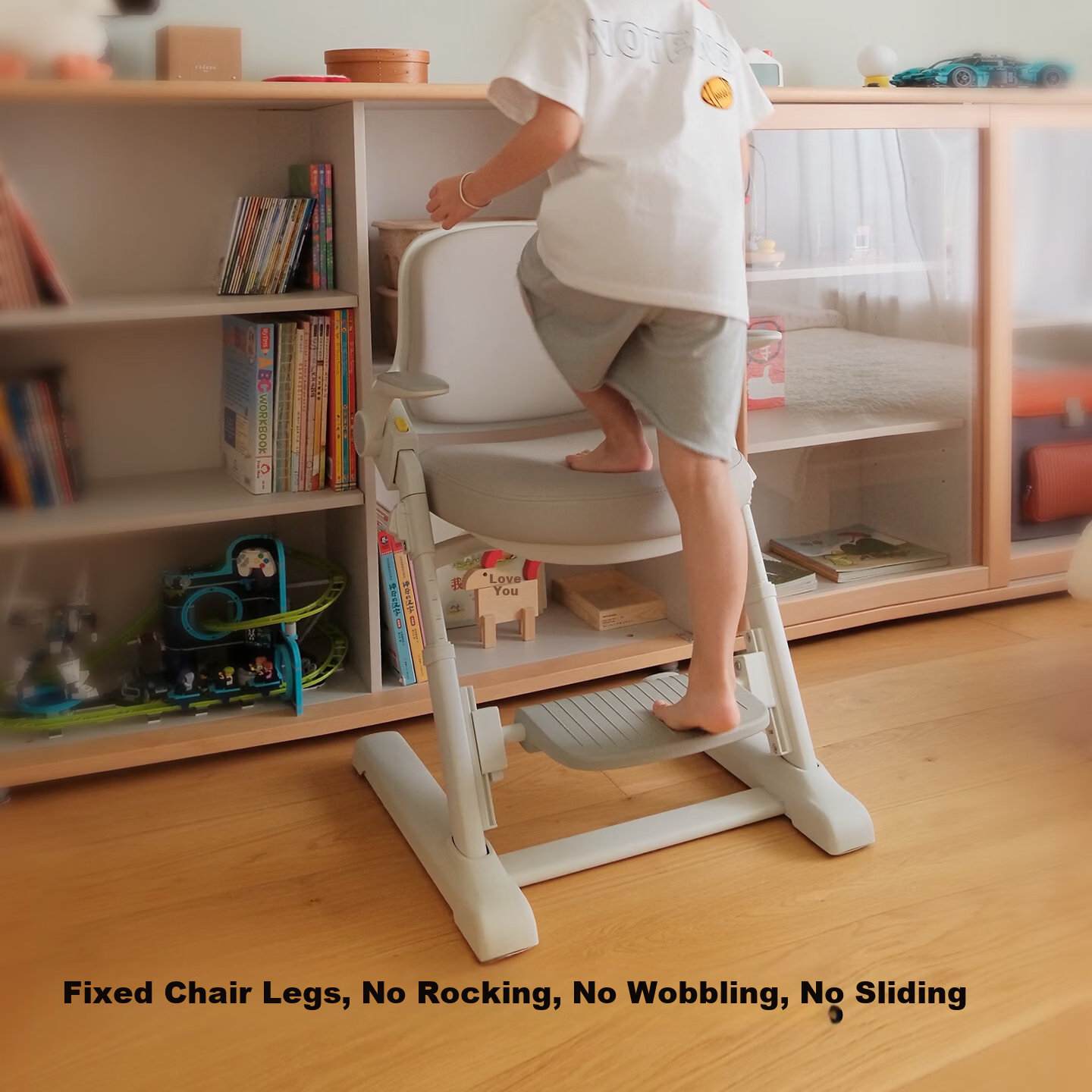 89jian F2 Children's Study Chair Writing Desk Chair Adjustable Seat Stool for Primary School Home Study Room with Back Support 145FB Gray