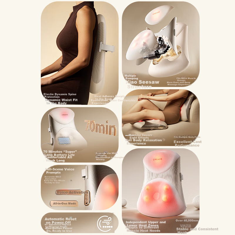 Dreame Smart Waist Massager Cushion Neck Shoulder Waist Back Leg Massager Heat Kneading Waist Protector W30 Practical Birthday Gift for Elders Parents and Friends