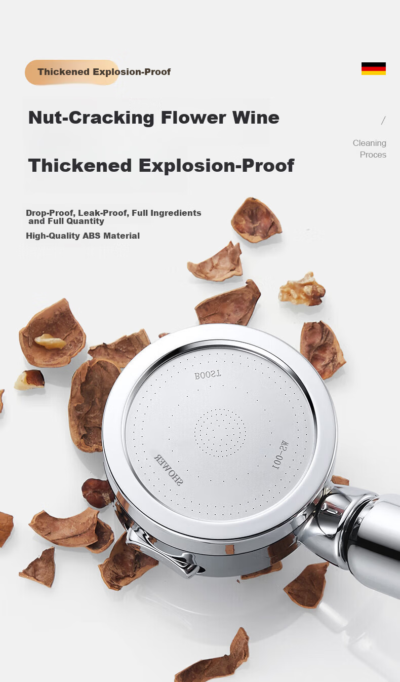 IVORPO [Germany] High-Pressure Multifunctional Handheld Shower Head with Booster and Overhead Spray 10
