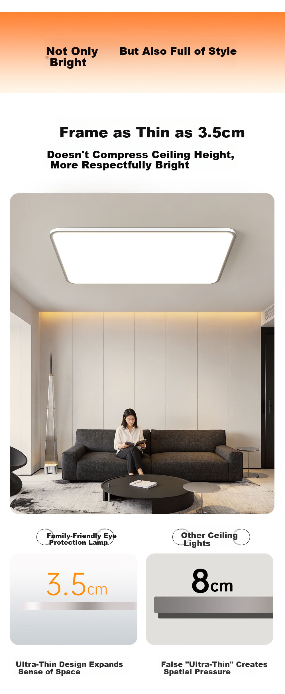 Kuka LED Ceiling Light Minimalist Eye-Care Ultra-Thin Purike Living Room Bedroom Lamp 110cm Offline Voice Control [Installation Included] 7