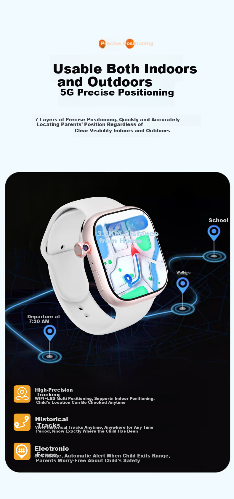 HAOXUEXI Huaqiangbei Smartwatch Multifunctional 5G Full Network Adult and Kids Eye Protection Phone Watch for Primary and Middle School Students 12