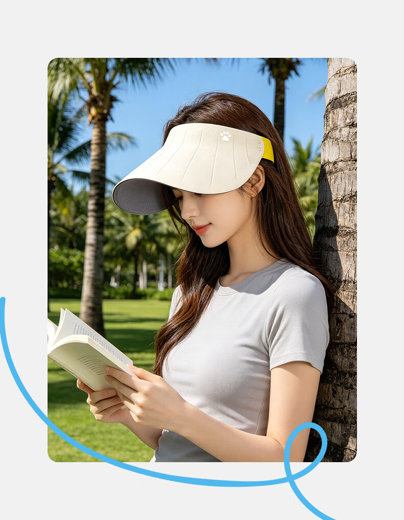 KELME Sun Protection Cap Open-Top Summer Outdoor UV Protection Sun Hat Unisex Face-Slimming Seamless Wide Brim Roll-Up Hat 16