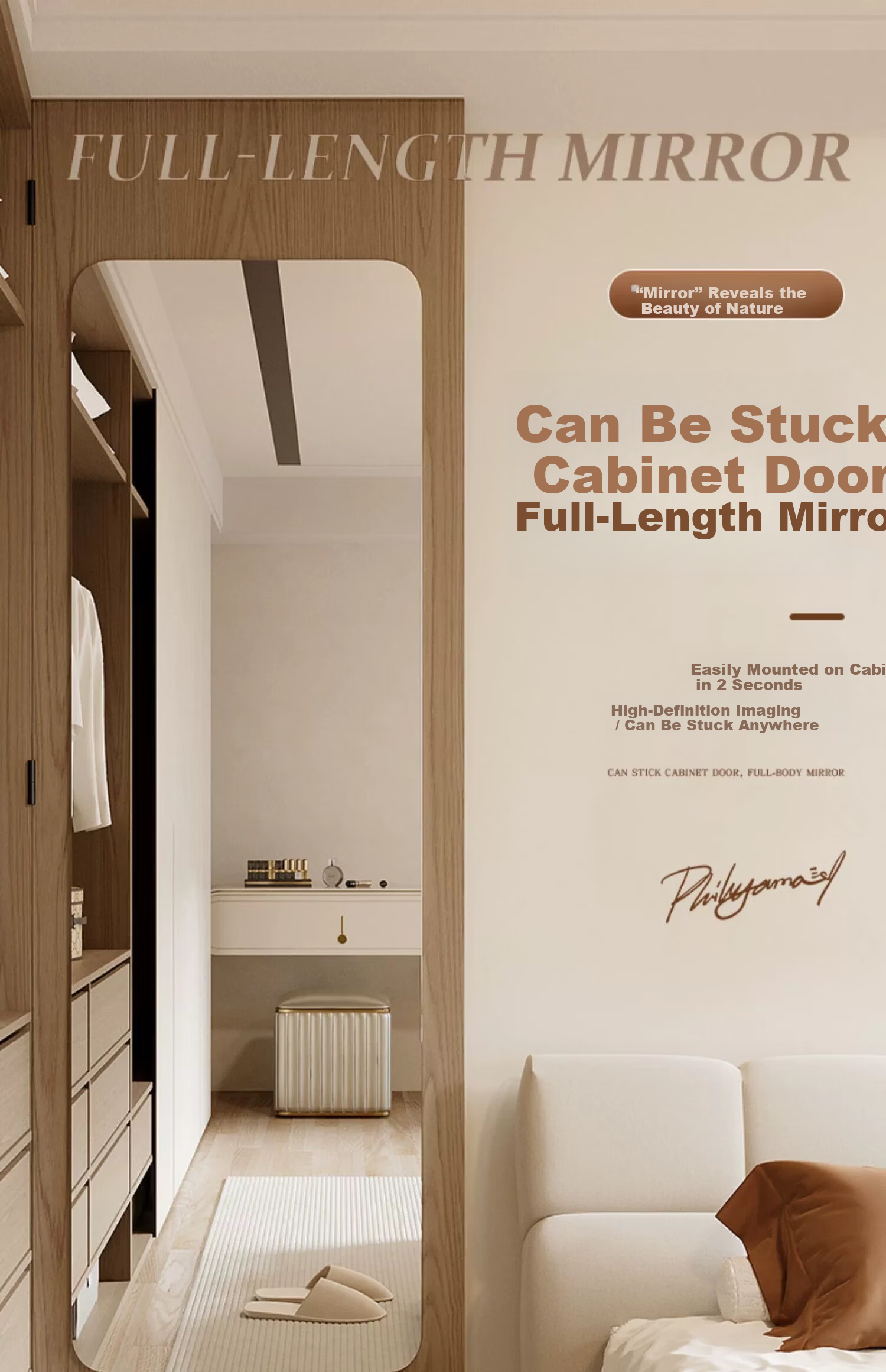 Yimo Home Full-Length Wall-Mounted Dressing Mirror 30x120cm for Bedroom Makeup and Living Room 1