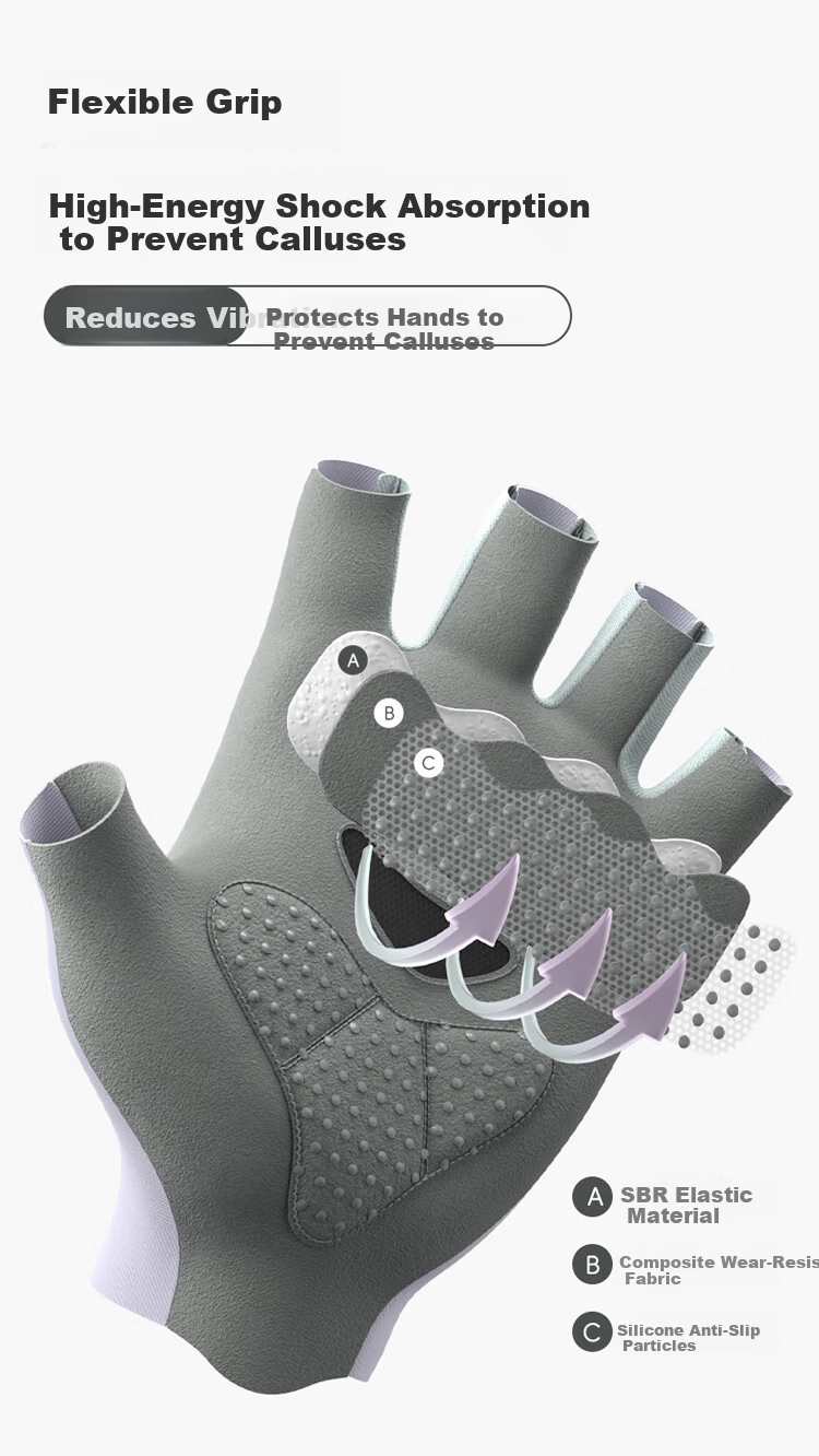 MIZUNO Fitness Gloves Unisex Half Finger Cycling Training Pull-Up Weightlifting Anti-Slip B593 Purple Large Size 4