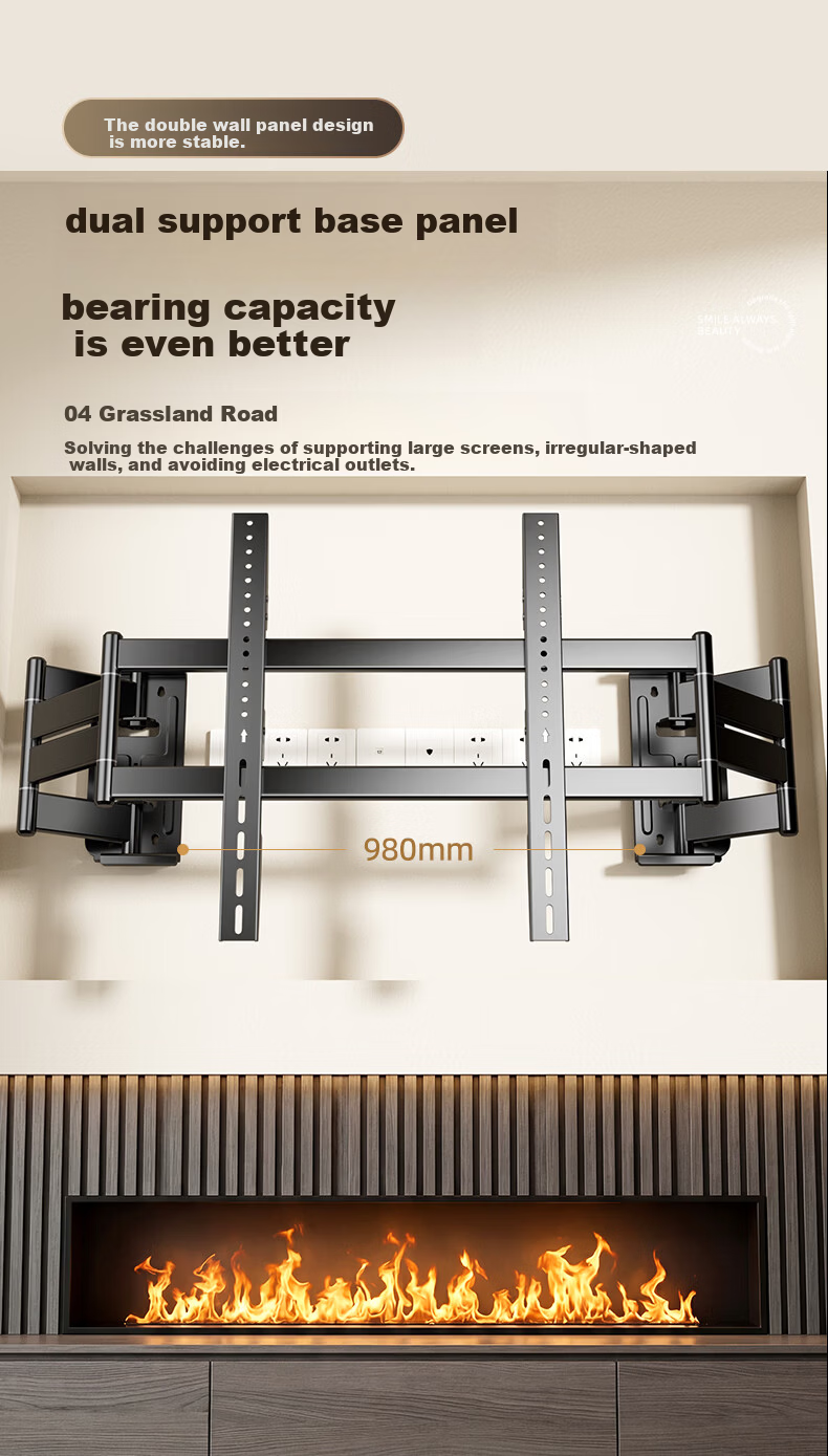 Aizhiri TV Telescopic Mount Bracket for 55-80 Inch TVs, Wall Mount with High Load Capacity, Socket-Friendly Embedded Telescopic TV Bracket NX80 4