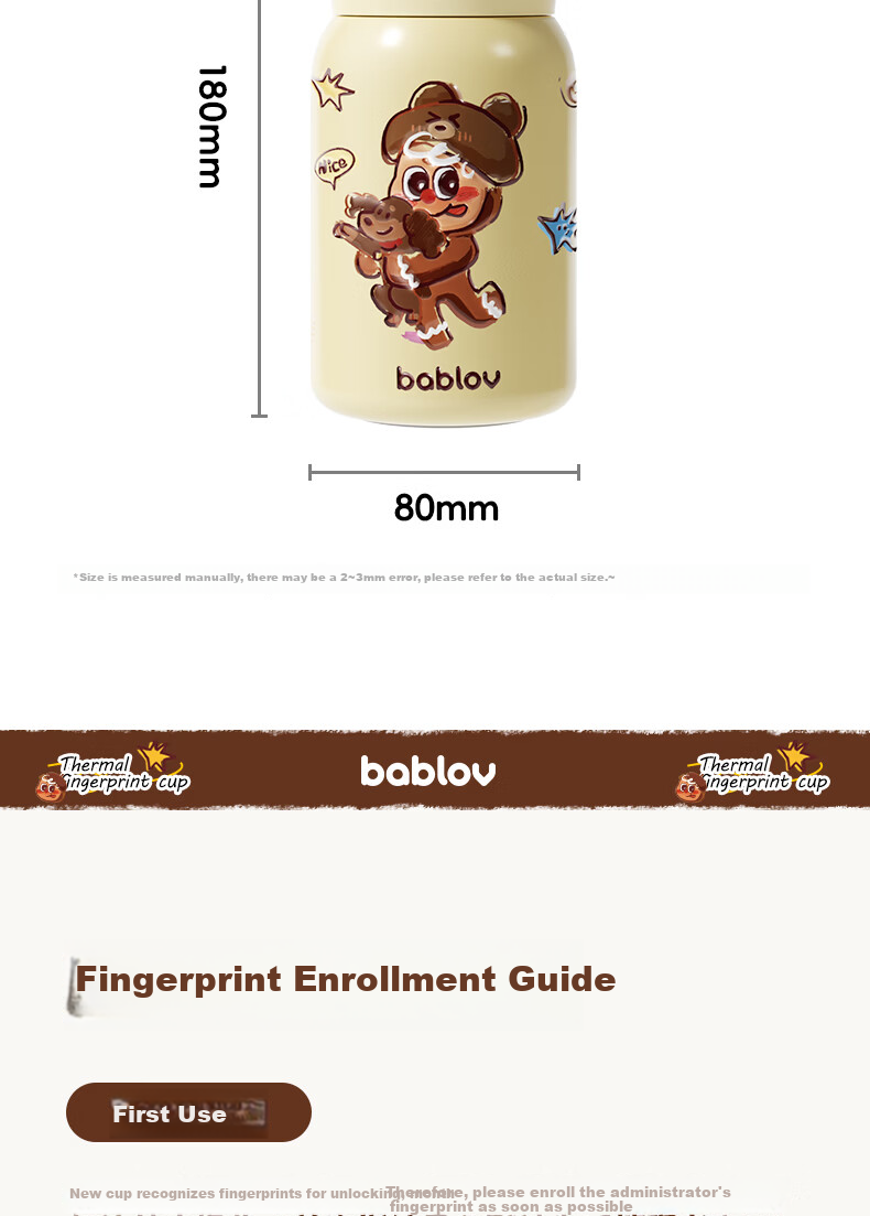 BABLOV Fingerprint Insulated Straw Water Bottle Smart Kids School Cup Boys Girls New Children's Day Edition 16
