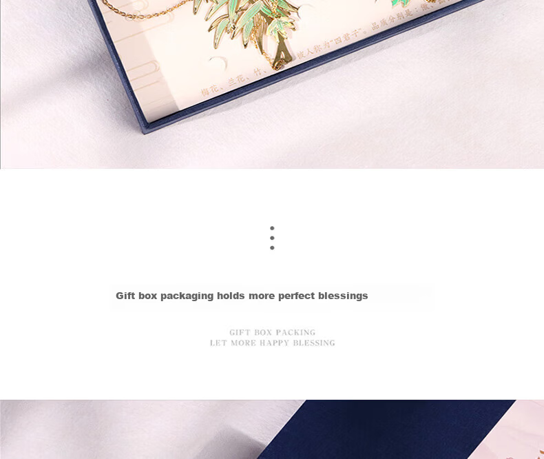 E-Muguo Metal Bookmark Ancient Style Gift Box Birthday Gift for Teacher Classmate Friend Chinese Style Cultural Creative Souvenir Creative Bookmark Souvenir Gift - Plum Orchid Bamboo Chrysanthemum 15