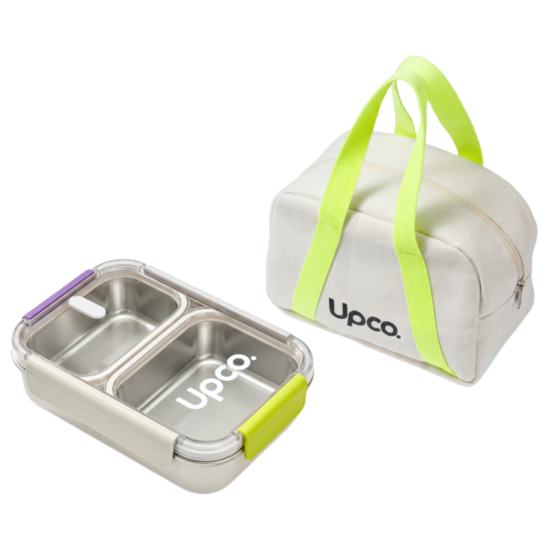 BBFRESH Stainless Steel Microwaveable Lunch Box Double Compartment Commuter Bento Box Sealed Large Capacity