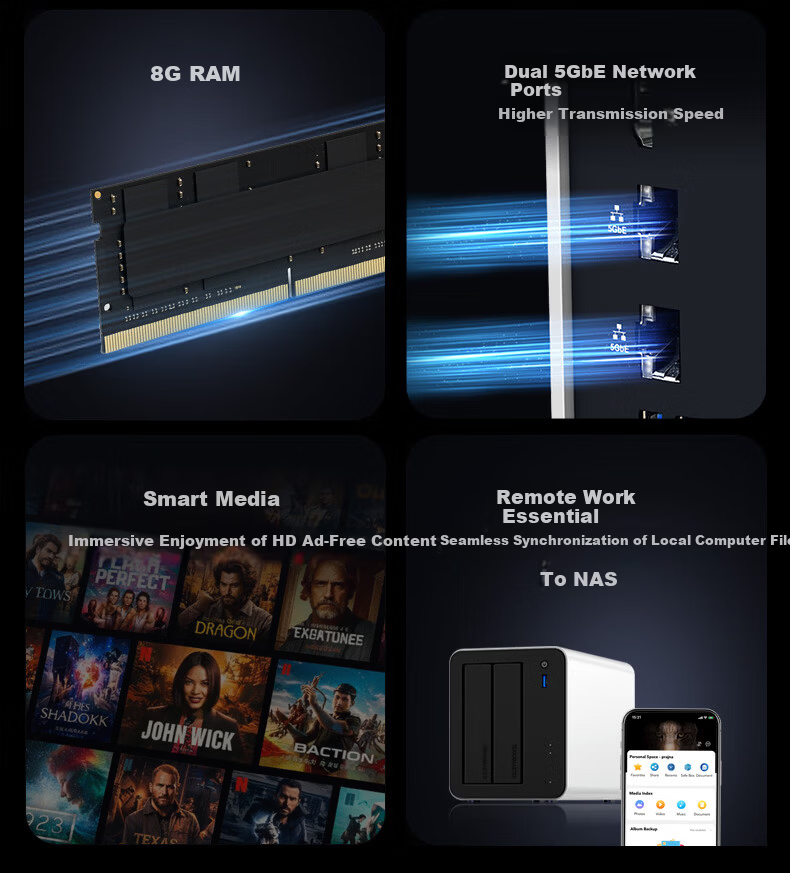 TerraMaster F2-425 Plus Aluminum Alloy Dual-Bay NAS 8GB RAM Network Storage Enterprise Office AI Home Cloud Server Mobile Photo Backup Private Cloud 4