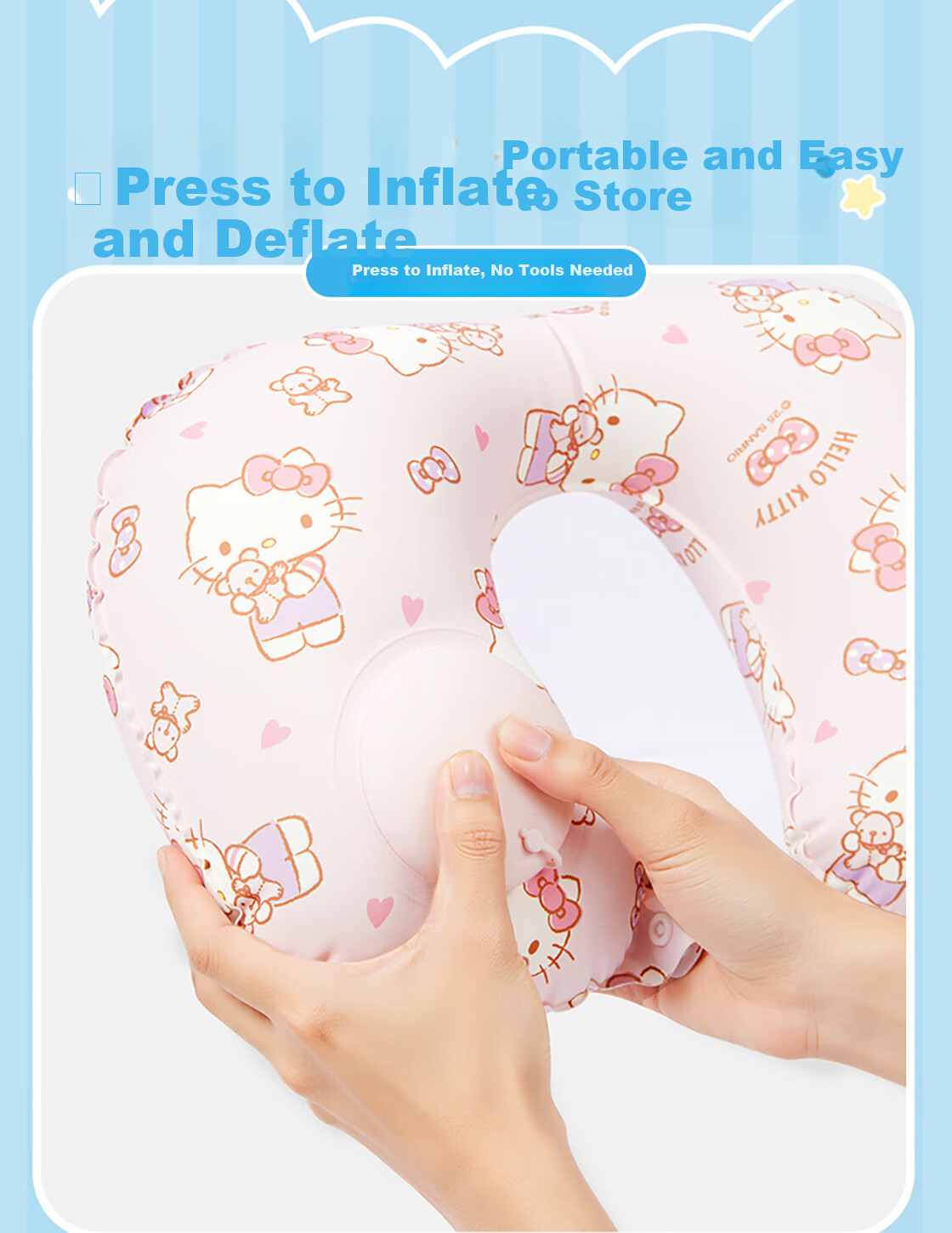 MINISO Sanrio Series Printed Portable Inflatable U-Shaped Pillow Cinnamoroll Portable Travel Pillow 2