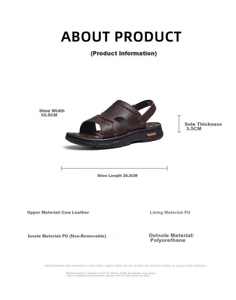 Camel Brand Men's Leather Sandals Casual Beach Slippers P16M211007 Brown Size 42 Father's Day Gift 7