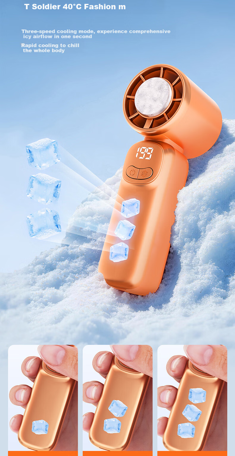 Kelang Xingsheng Handheld Fan 3000mAh Long Battery Life 199-Speed Ultra High Wind Type-C Charging Mini Outdoor Student Dormitory Silent Bladeless Fan FS966 Sky Blue 4