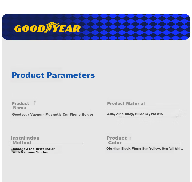 Goodyear Car Magnetic Phone Holder Vacuum Suction Cup Universal Dashboard Mount Black 21